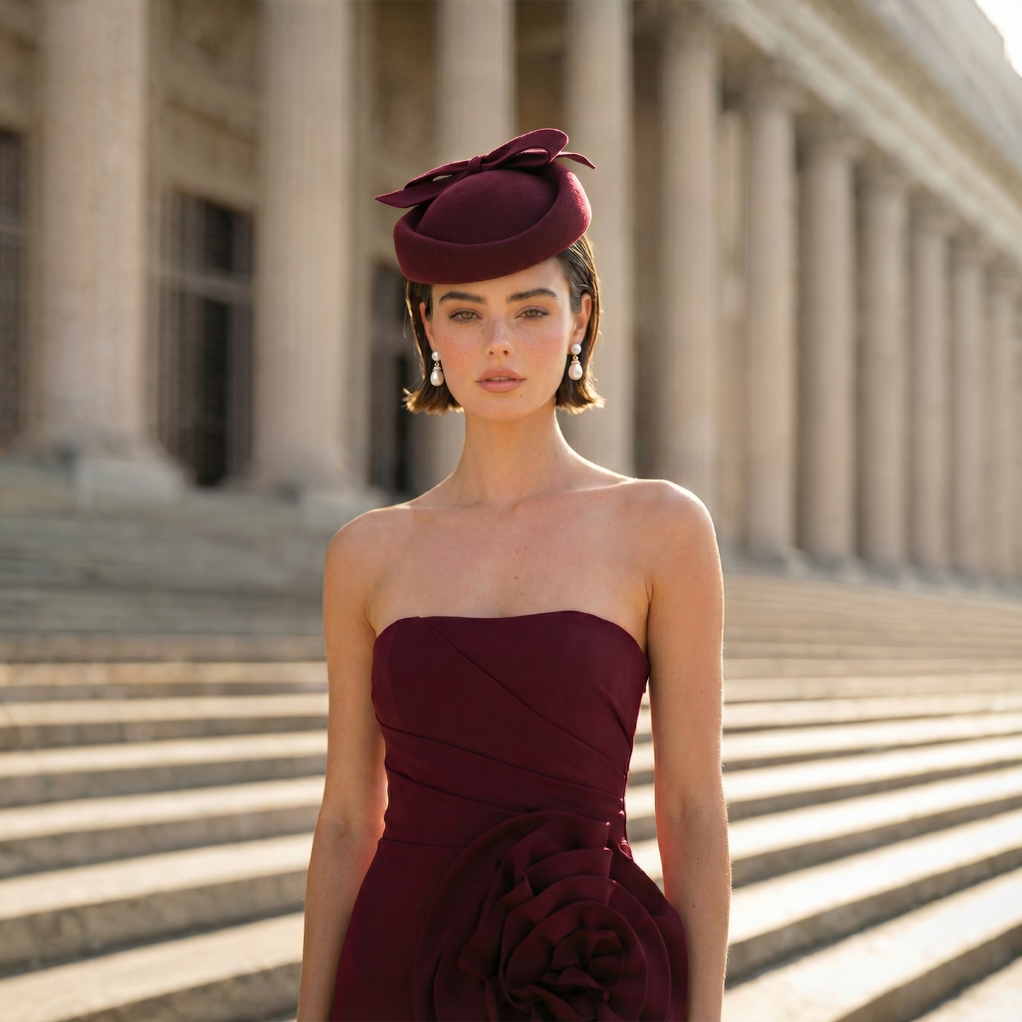 VELVET DRESS BURGUNDY LONG